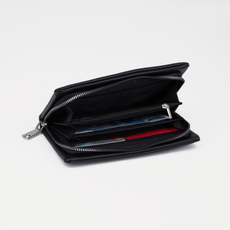 Women's wallet with a zipper, with a pen, black color-3