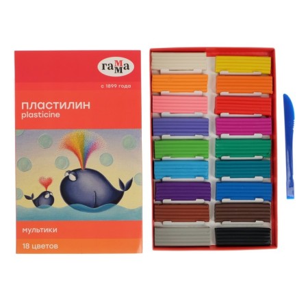 Plasticine 18 colors 360 g, "gamma" "cartoons", with a glass-1
