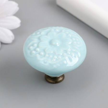 Pen for the casket ceramics, metal "Flower" pale blue 4.4x4.4x3.4 cm-3