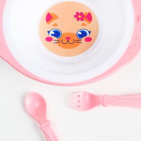 A set of children's utensils "Kotorusalka", a plate on the suction cup 250ml, fork, spoon-2