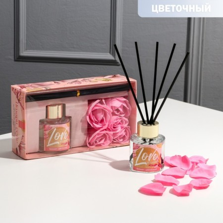 Diffuser and soap petals (5 pcs) "Love Yourself", set, aroma Flower