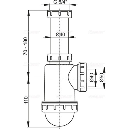 ALCAPLAST A443-DN50/40 siphon siphon, with a 6/4 gate nut "-1