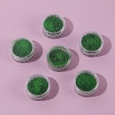 A set of sparkles for decor, small grinding, green color, 6 pieces