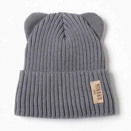 Children's hat minku, rr 46-48, gray color