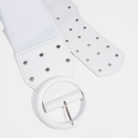 Women's belt, width 10 cm, metal buckle, grirts, white color-2