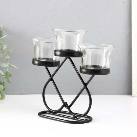 Summary metal, glass for 3 candles "peak" d = 5 cm black 19x6x16.5 cm-4