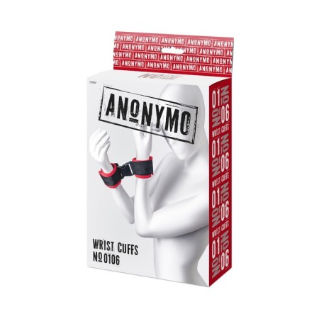 Anonymo handcuffs, velor, 24 cm, red color-10