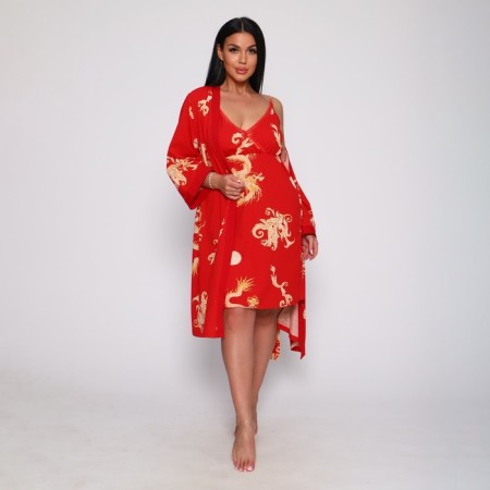 Female set (robe/shirt), red color, size 46-4