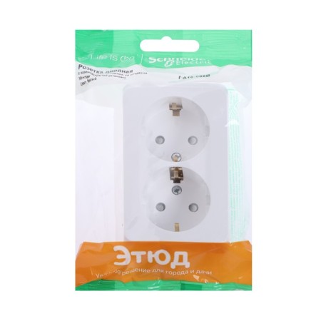 Double SE SE "Study", 16 A, 250 V, overhead, with salary, curtains, IP20, white, PA16-008B-1