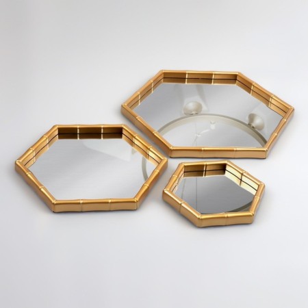 A set of mirrors "Bamboo", a mirror surface 22.7 × 20/15 × 13.2 cm, golden color-3