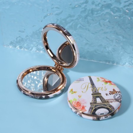 Folding mirror "Paris", D 7.5 cm, with an increase, artificial leather, Mix drawing-2