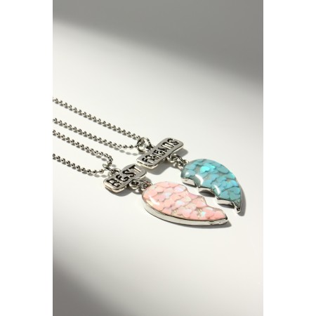 Kulons "Demetrons" Best girlfriends, color pink blue in silver, 45 cm-2