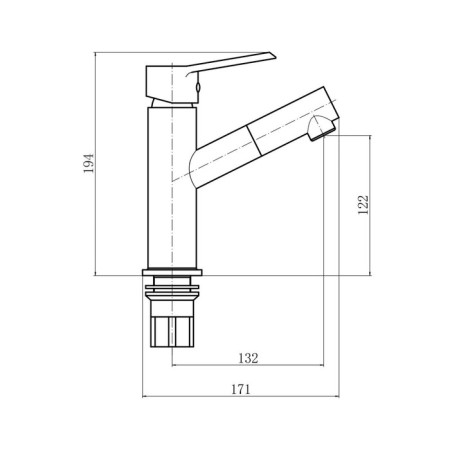 Kitchen mixer PLSTART PL4009-7, single-leaf, with sliding watering can, ABS plastic, black 968684-1