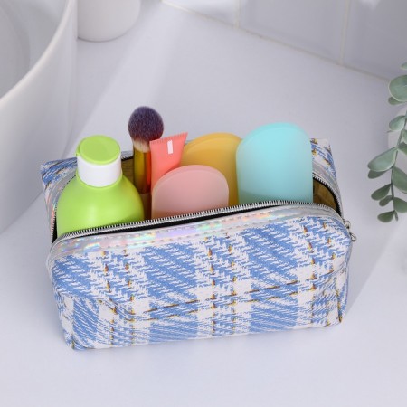 Cosmetic bag with lightning, blue color-4