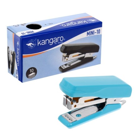 Stapler No. 10 10 sheets Kangaro Mini HS-Mini10, built-in anti-stepler, 50 brackets mix
