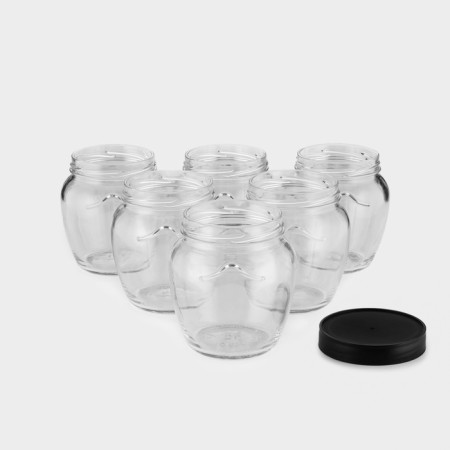 A set of glass cans with a black polymer lid, TO-82 mm, 550 ml, 6 pcs.-1