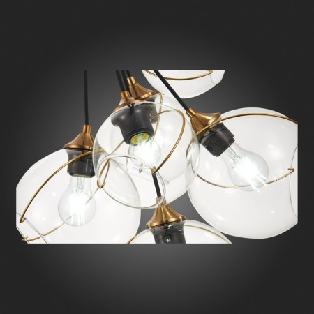 Suspended EVOLUCE lamp. Sle103103-06. Satturo. 6x60 watts, E27, 35x35 cm, golden color-10