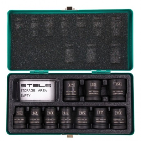 Set of end heads Stels 13997, 10-24 mm, 1/2 ", 10 pcs., Shock, hexagonal
