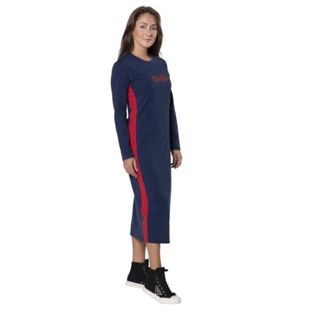 Dress with stripes, size 46, dark blue color-1