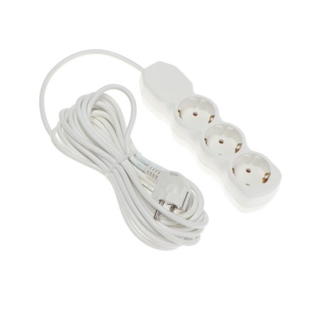 Extension cord Luazon Lighting Eco, 3 sockets, 6 m, 10 A, 2200 W, PVS 3x0.75 mm2, with salary, white-2