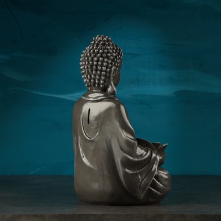 Piggy bank "Buddha with lotus" Gray stone, 31cm-2