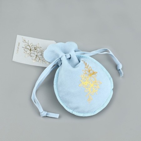 Sucker bag "flowers", blue, embossing, 9 × 12 cm-3