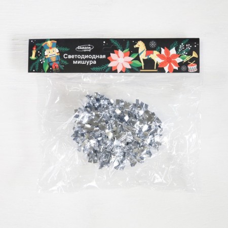 Girland "Mishura" 1 m Rosa, IP20, silver thread, 22 LED, 5 layers, D = 5 cm, glow white, CR2032X2-3