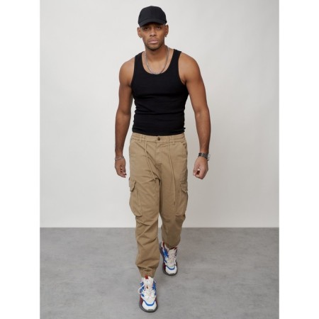 Cargo jeans men, size 56, beige color-2