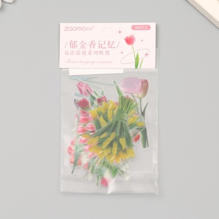 Plastic stickers "Spring flowers. Tulips" set 40 pcs 15x8 cm-4