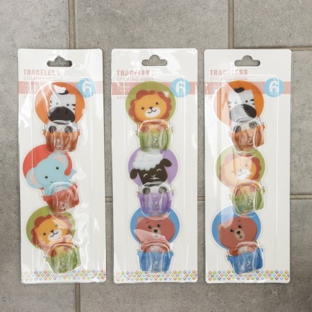 Self -adhesive hooks "animals", 3 pcs, drawing mix-2