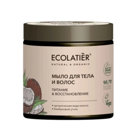 Body and hair soap Ecolatier Organic Coconut "Power & Restoration", 350 ml