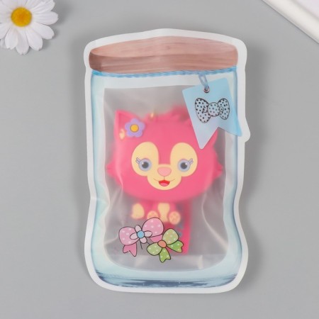 A keychain wallet with a carbine, strap silicone "kitten with a flower" 3x8.5x8.3 cm-4