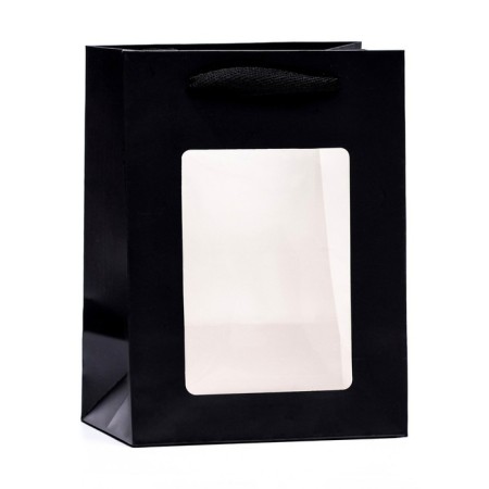 Gift package, with a window, 20 x 15 x 10 cm, black, 1pc.-1