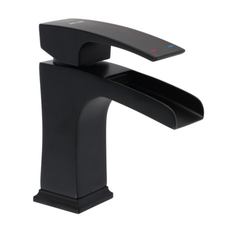 Aflorn AF19707F-7 sink mixer, "waterfall", excess height 9.4 cm, brass, black