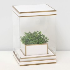 Box for flowers with a vase and PVC windows are folding, bronze, 16 x 23 x 16 cm