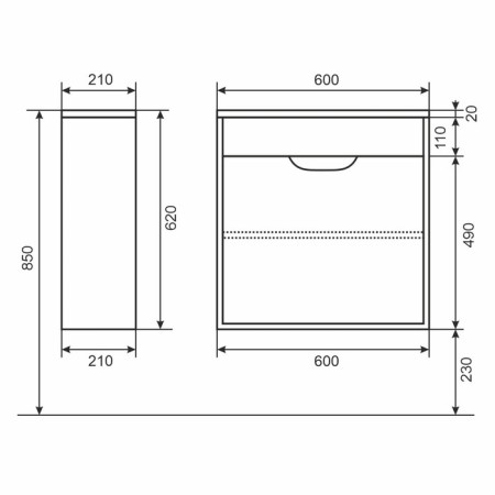 Tumbling under the sink uperwood modul, 60 cm, suspended, matte, white-7