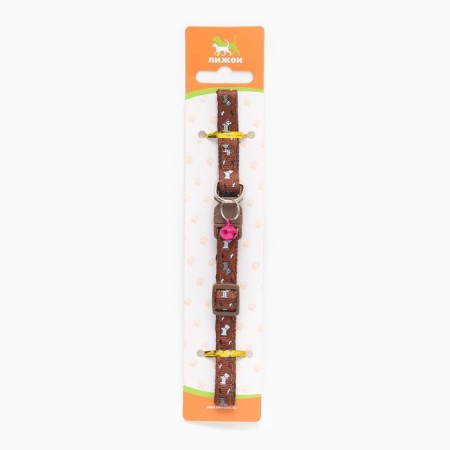 Collar "dog" with a bell, 30 x 1 cm, nylon, brown-7