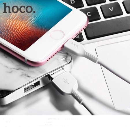 Hoco X20, Lightning cable - USB, 2.4 A, 1 m, PVC braid, white-2