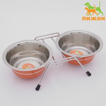 A set of 2 colored bowls on a stand, 2 x 350 ml