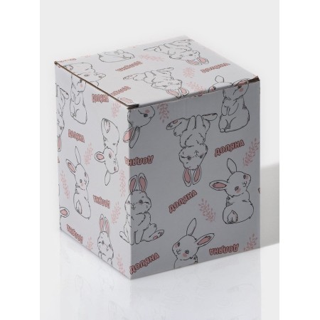 Glass Bank for bulk products with a ceramic lid of the bunny in gold, 600 ml-11