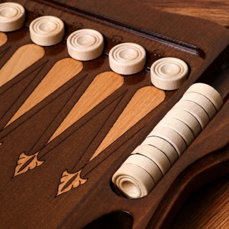 Handmade backgammon "coat of arms", deep cutting, with a pen, 60x30 cm, with a chess field, Armenia-3