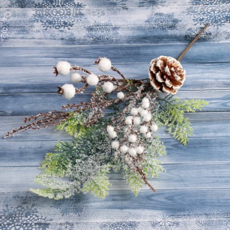 Decor "Winter Miracle" bump on a branch with berries, 35 cm