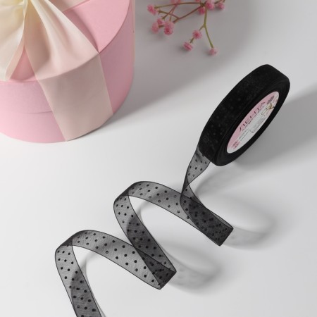 Kapron tape "Peas", 15 mm, 23 ± 1 m, black color-1