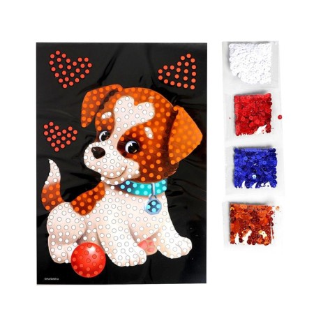 Application with sequins "Funny puppy" + 4 colors of sequins of 7 grams-2