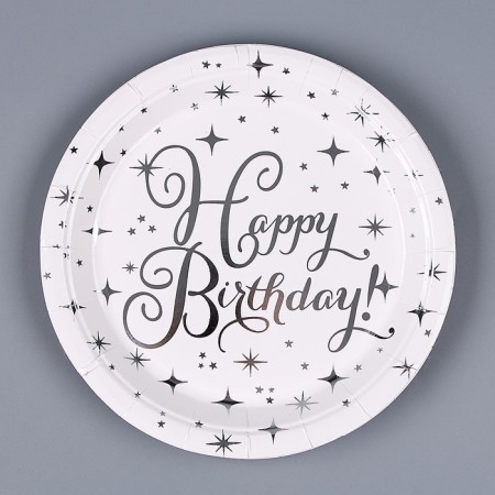 Paper plate "Happy Birthday", stars, in a set of 6 pcs.