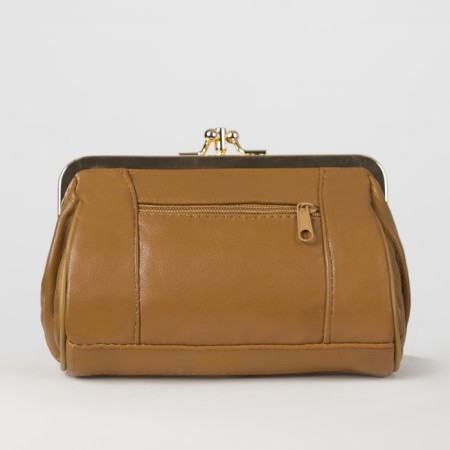 Cosmetic bag on farmar, 2 departments, brown color-1