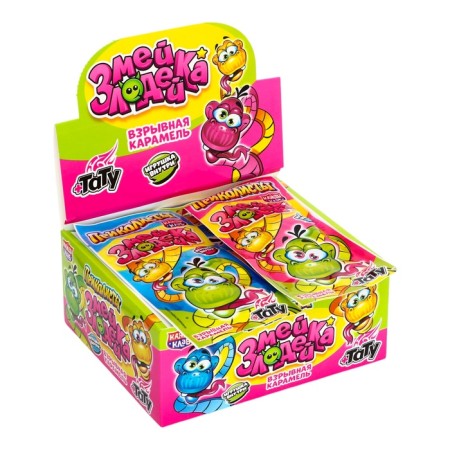 Explosive caramel with a toy and tattoo "Podkolists. Slose snake", 1 g