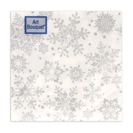 New Year's napkins Paper Art Bouquet "Silver Snowflakes", 2 layers, 20x20 cm, 30 pcs.-1
