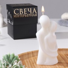 Свеча фигурная в подарочной коробке "Влюбленные", 12 см, белая