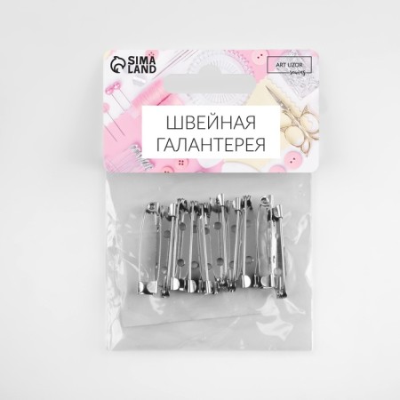 The base for brooches, 2 holes, 30 mm, 10 pcs, silver color-6